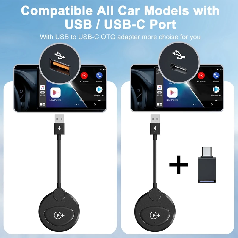 Adaptador Carplay inalámbrico con Youtube Tiktok Apple Carplay convertidor Dongle Usb compatible con actualización en línea Plug And Play