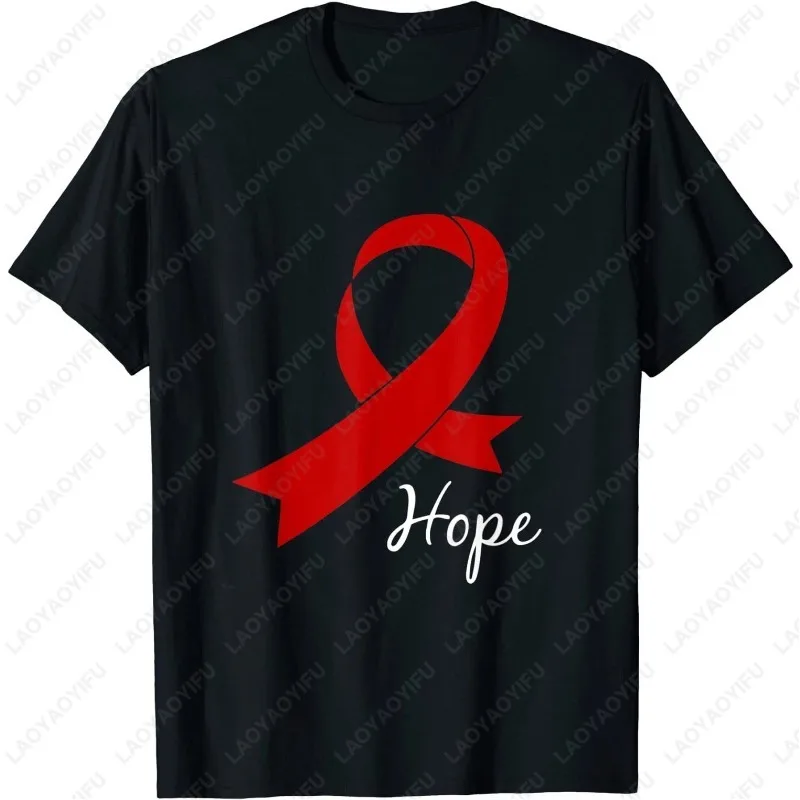 

Aids Hope Shirt World Aids Day Awareness Hiv Gift Unisex TShirt December Red Ribbon Clothing Men Women Simple Style Unisex Tees
