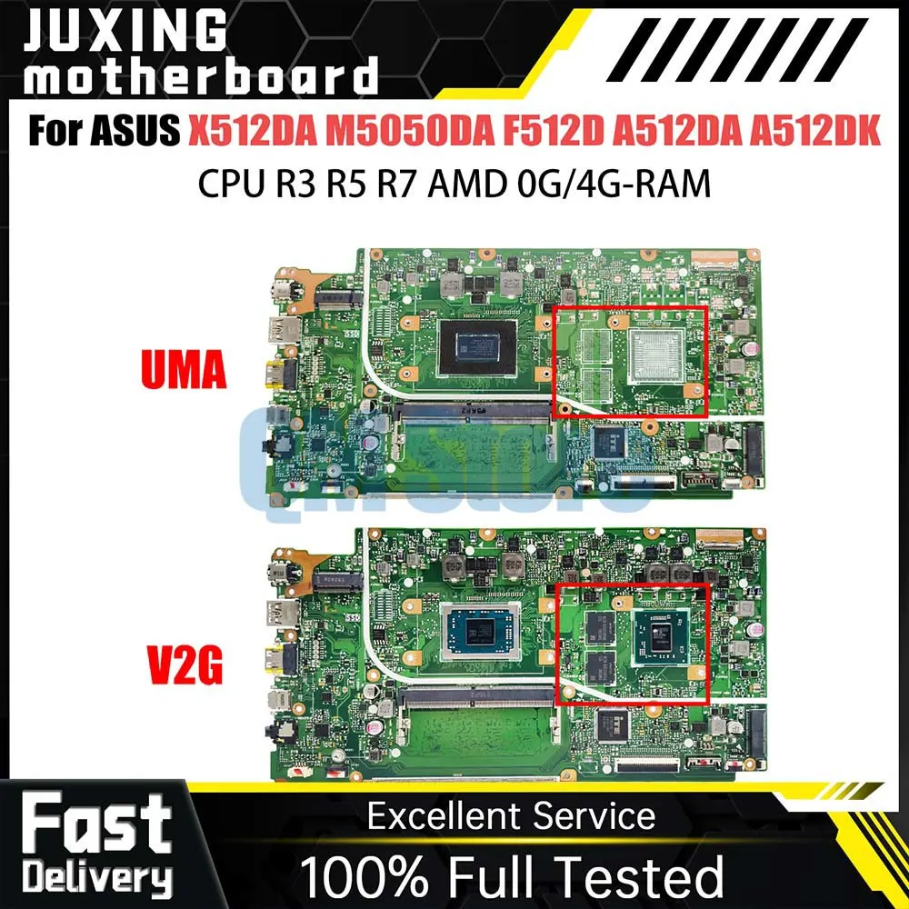 Notebook Mainboard For ASUS Vivobook X512DK M5050DA F512D A512DA S512DA A512DK X512DA Laptop Motherboard R3 R5 R7 0GB 4GB-RAM