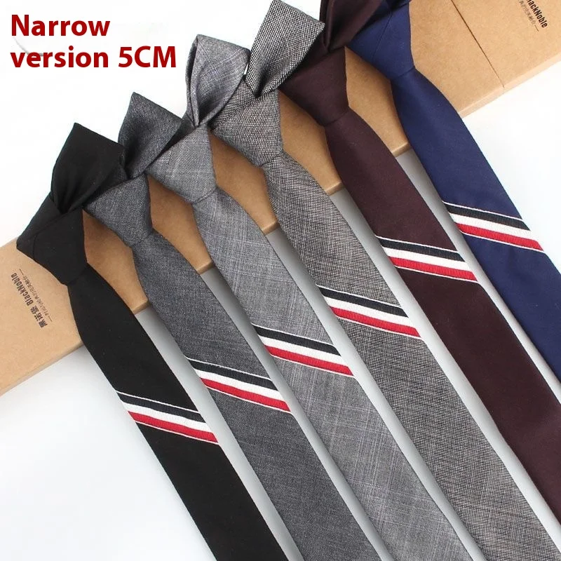 

Tie 5cm unisex narrow stripe Korean versatile formal, business and leisure college style black gray earth cool tie