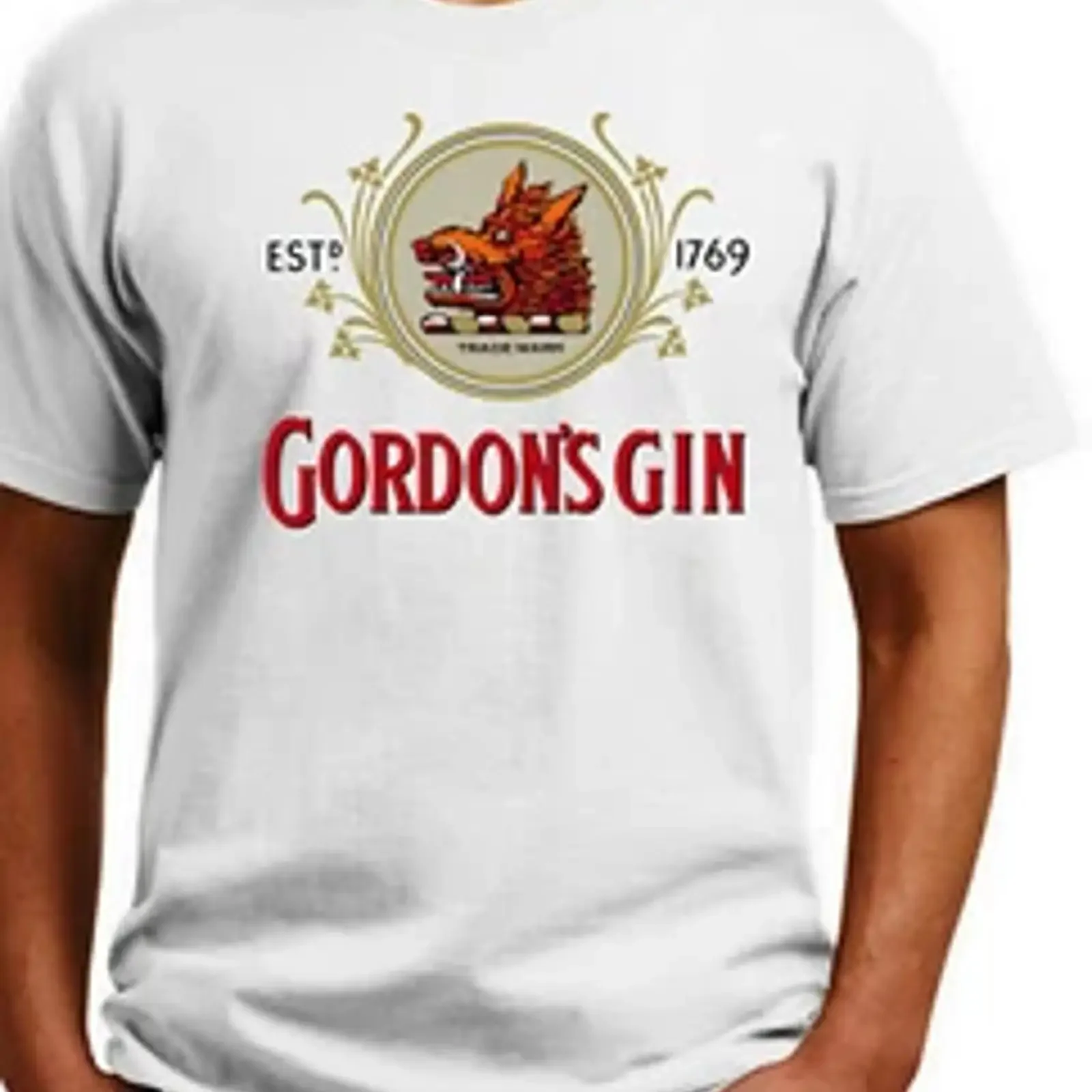 Camiseta con logo de Gordons Dry Gin, vintage, de algodón grueso, tallas S-3X, envío gratis a EE. UU., estilo vintage, lavada, transpirable, elástica, unisex, para hombre