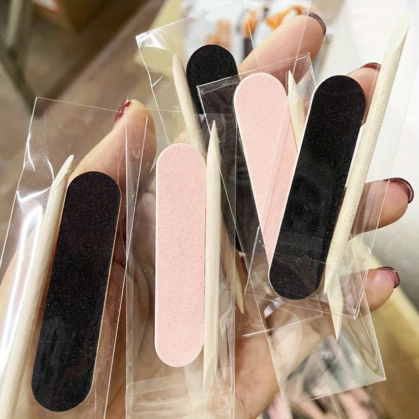 

30 pcs Nail Files Kit- 2pcs/bag Mini Nail Files 180/240 Grit, Colorful Nail Sticks Pedicure Wood Cuticle Pushers