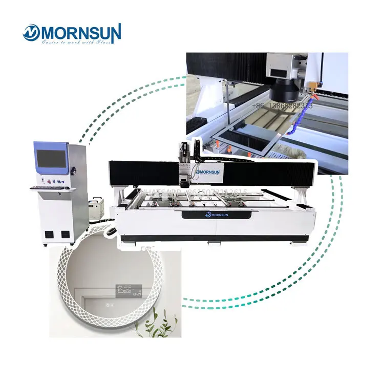 آلة السفع الرملي بالليزر عالية الدقة آلة صنع المرآة لغرفة الحمام مرآة LED