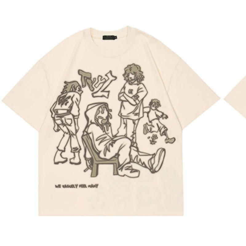 Camiseta con estampado de dibujos animados Retro para mujer, camiseta redonda de algodón Y2k de verano, jersey de Anime Harajuku, camisetas de Hip Hop para hombre y mujer 2025
