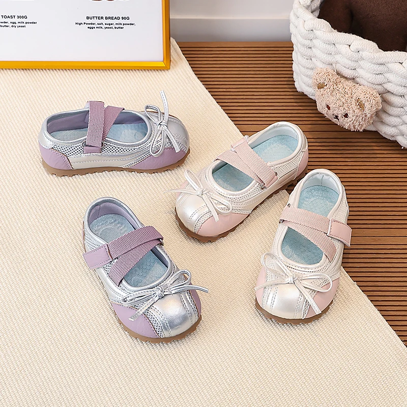 

Spring Autumn Toddler Girls Breathable Mesh Casual Shoes Bow Non-Slip Soft Sole for Daily School Outdoor Party Walking Play Wear