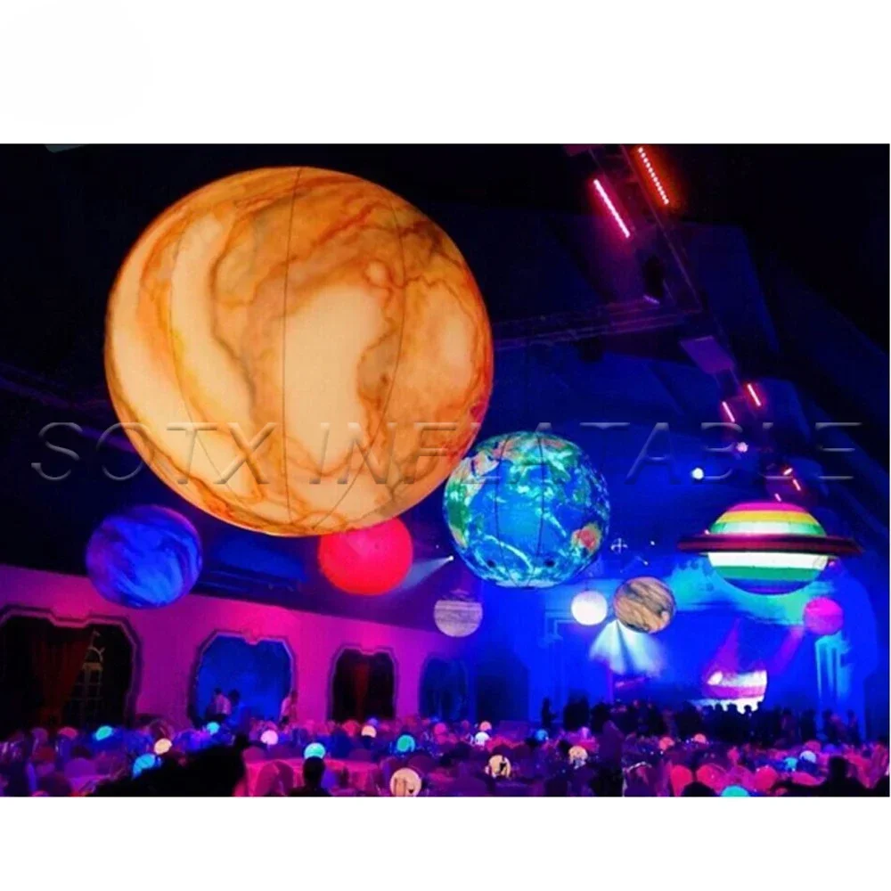 Riesige aufblasbare Mond-Erde-Kugeln für Party-Dekoration, LED-Planeten-Luftballons, 9, Sonnensystem, Sonne, Jupiter, Saturn, Mars, Venus
