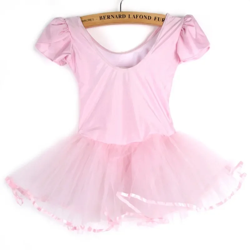 Vestido de balé infantil, bailarina tutu, trajes de balé para meninas, malha de dança, manga curta, roupa de dança para meninas de 3 a 7 anos