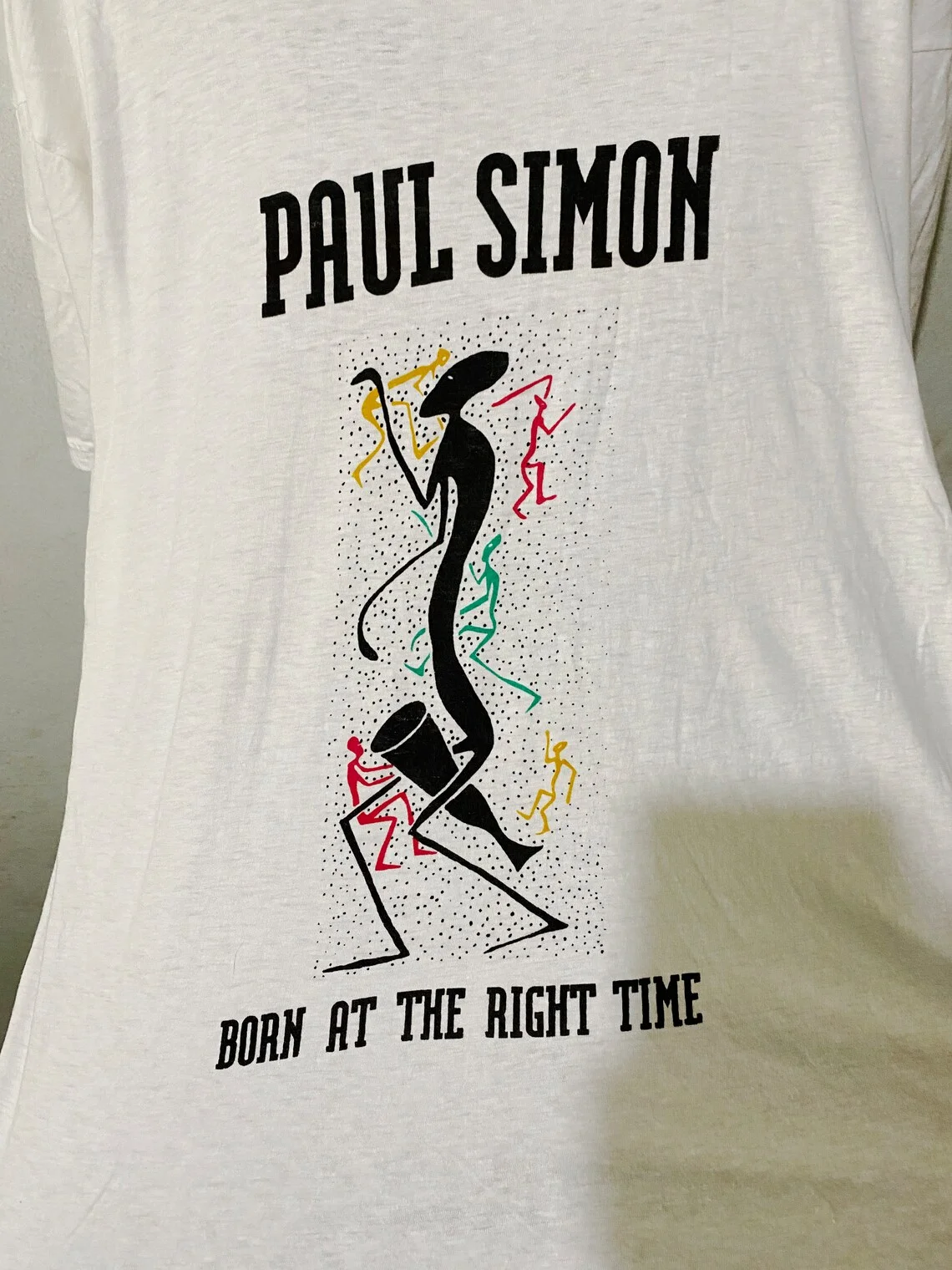 Paul Simon zur richtigen Zeit geboren weißes T-Shirt Baumwolle in voller Größe jh140