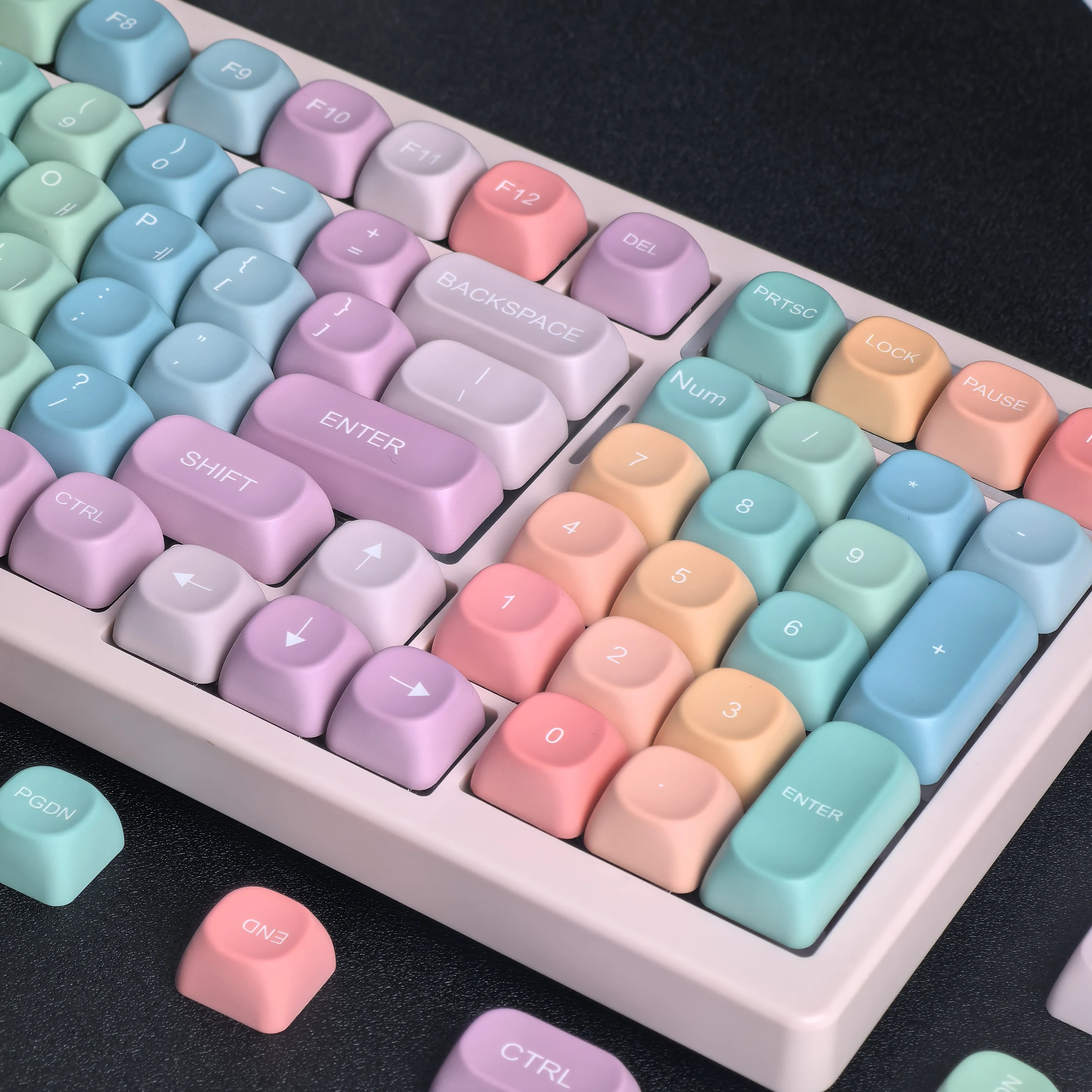قوس قزح MOA الكورية Keycap 126Key لطيف الحلوى الملونة مخصص PBT كيكابس صبغ التسامي الروسية Keycap للوحة المفاتيح الميكانيكية #2
