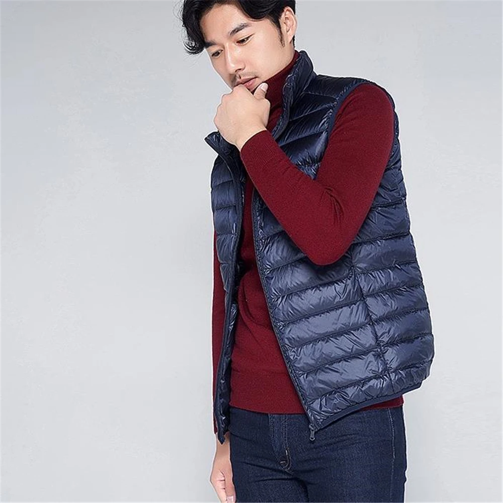 Covrlge-Casual masculino leve para baixo colete, casaco com zíper, pato branco para baixo Gilet, top de venda, nova chegada, venda quente, 4XL