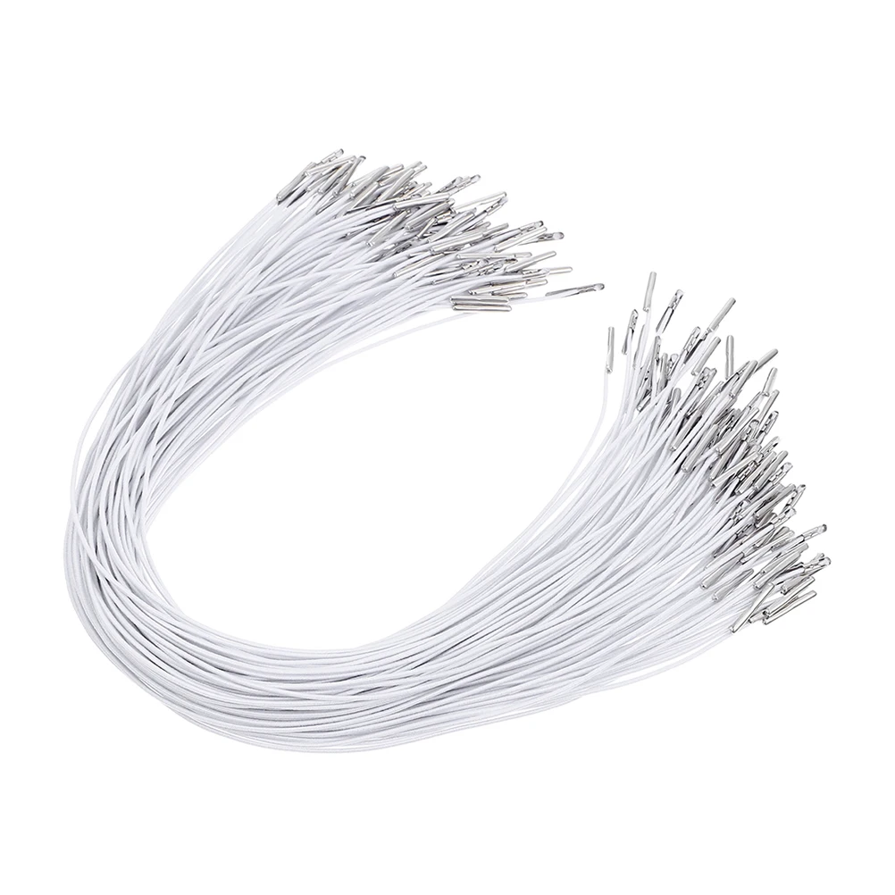 

150Pcs Elastic Cords Stretch Loop Band Hat Chin Strap Metal Ends Fastener DIY Mask Book Binding Hanging Party Stretch Loop Band