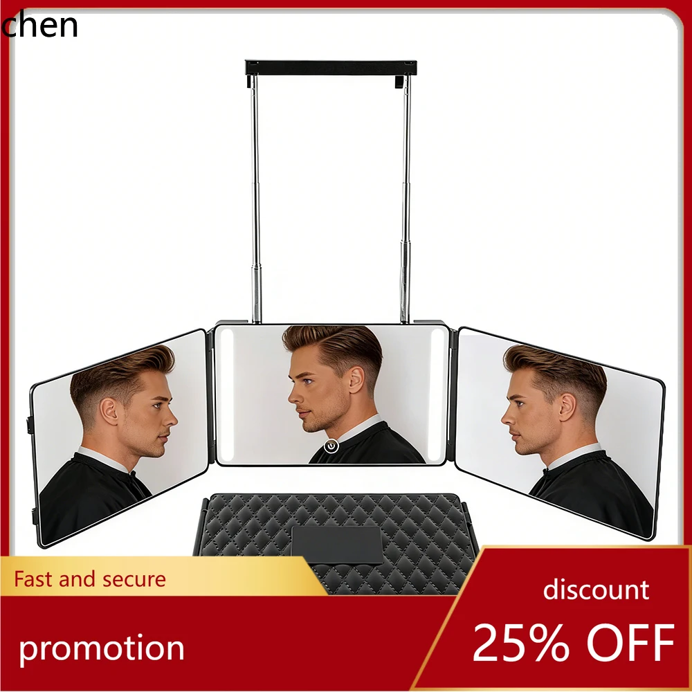 

H1 3 Way 360° LED Haircut Mirror Door-Hanging Hook Design Portable for Self-Cutting MakeupTravel-Friendly Illuminated Vanity