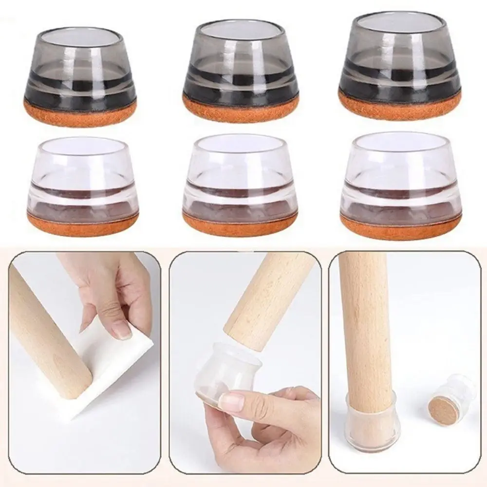 

1/4Pcs Sofa Table Accessories Chair Foot Cover PVC Floor Protective Cover Chair Leg Protectors Non-Slip with Felt