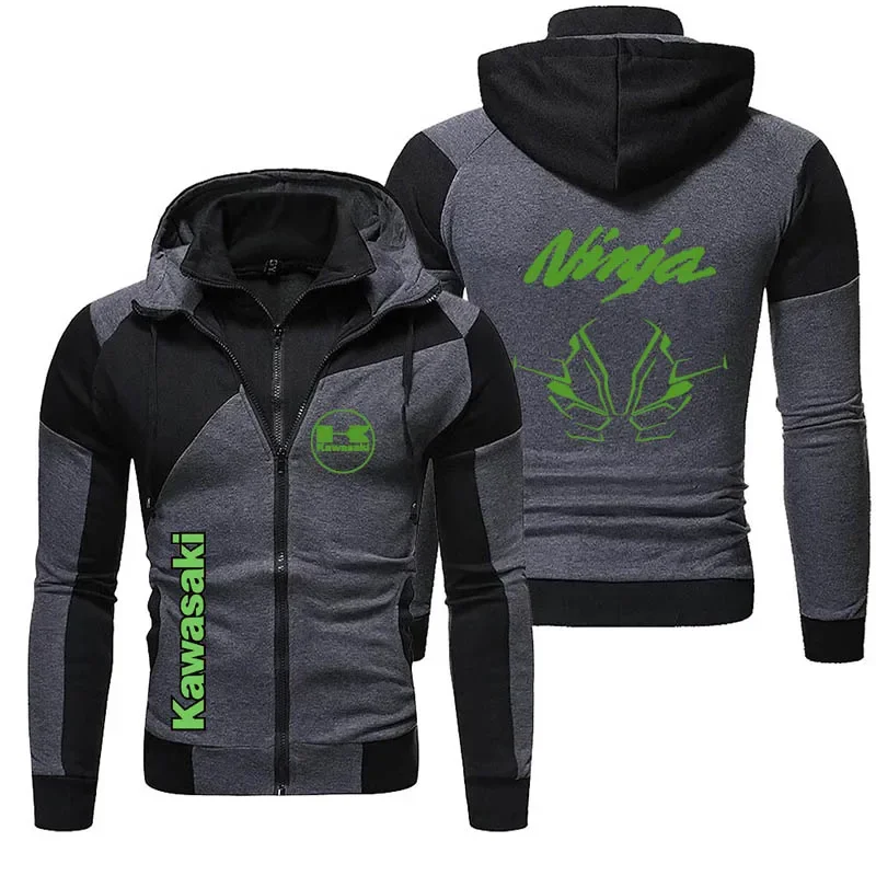 

Kawasaki logo men's double-layer zipper hooded sweatshirt Spring and Autumn fashion men's sportswear 2025 new sports women's jac