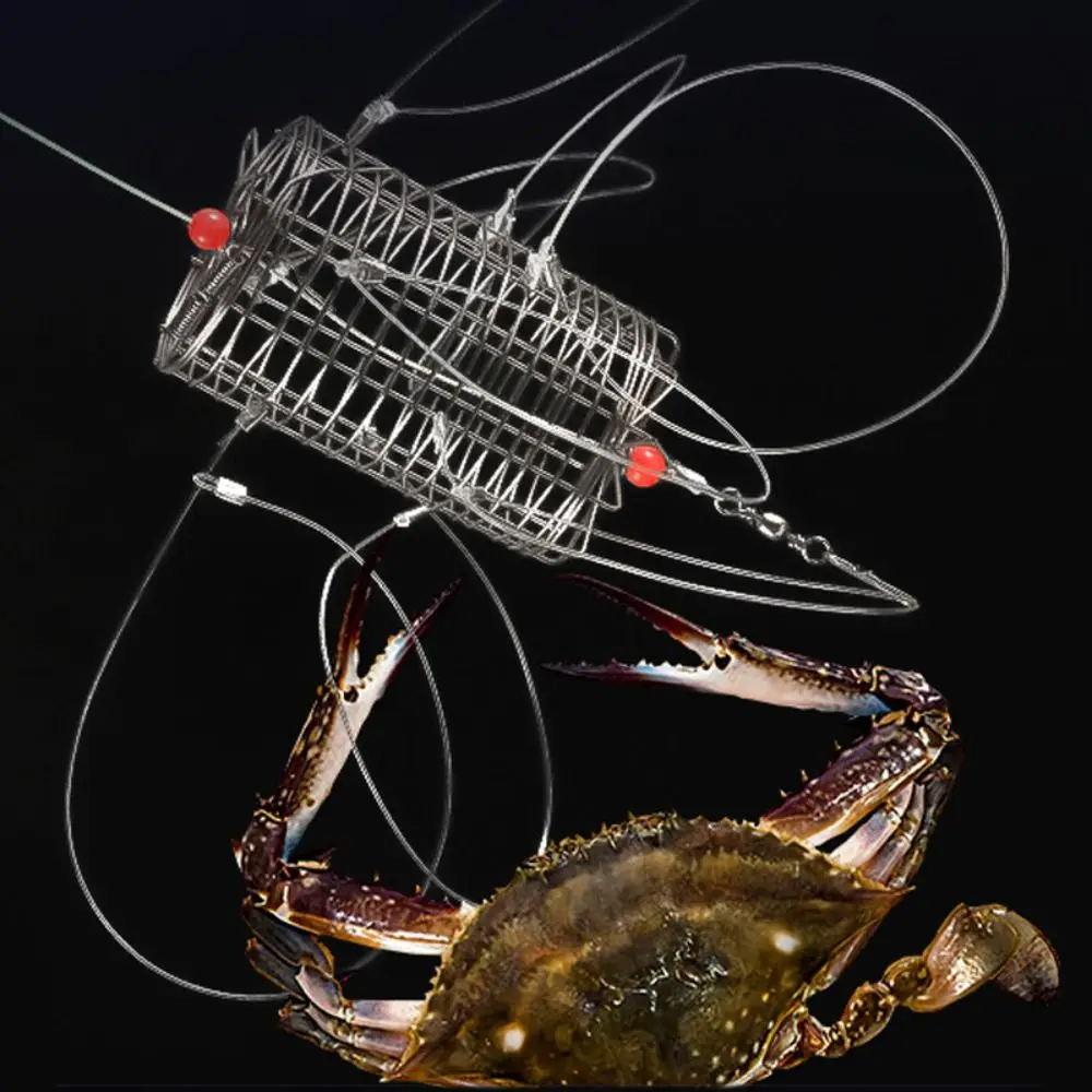 Professional Stainless Steel Catching Tool Nylon Thread 8 Rings Crab Trap Durable Lure Trap Crab Lobster Shrimp Crayfish