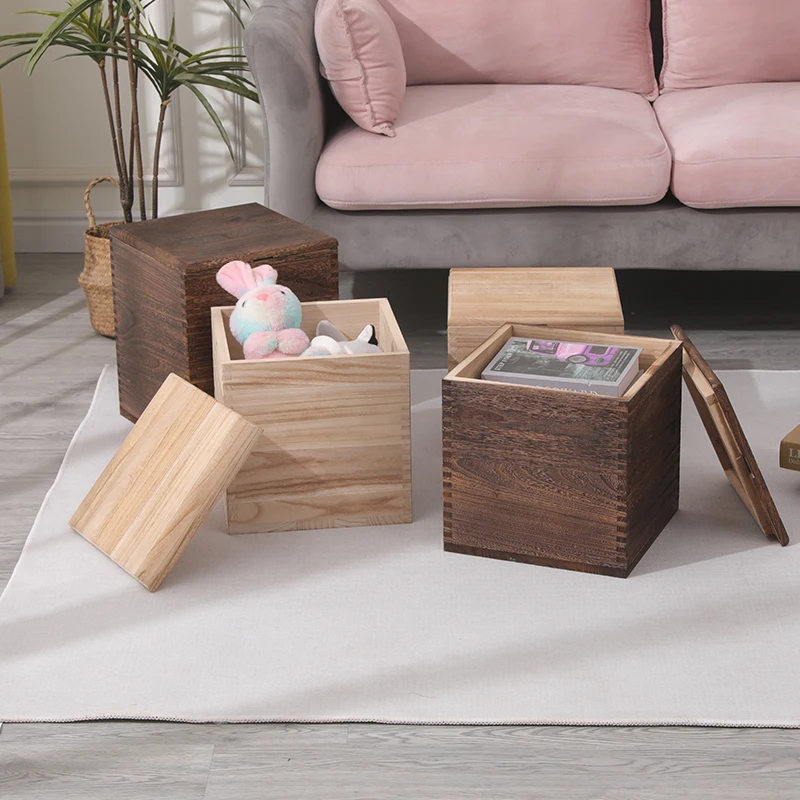 

Storage Room Foot Stool Salon Square Mobile Office Space Saving Simple Italian Foot Stool Ergonomic Sgabello Wooden Furniture