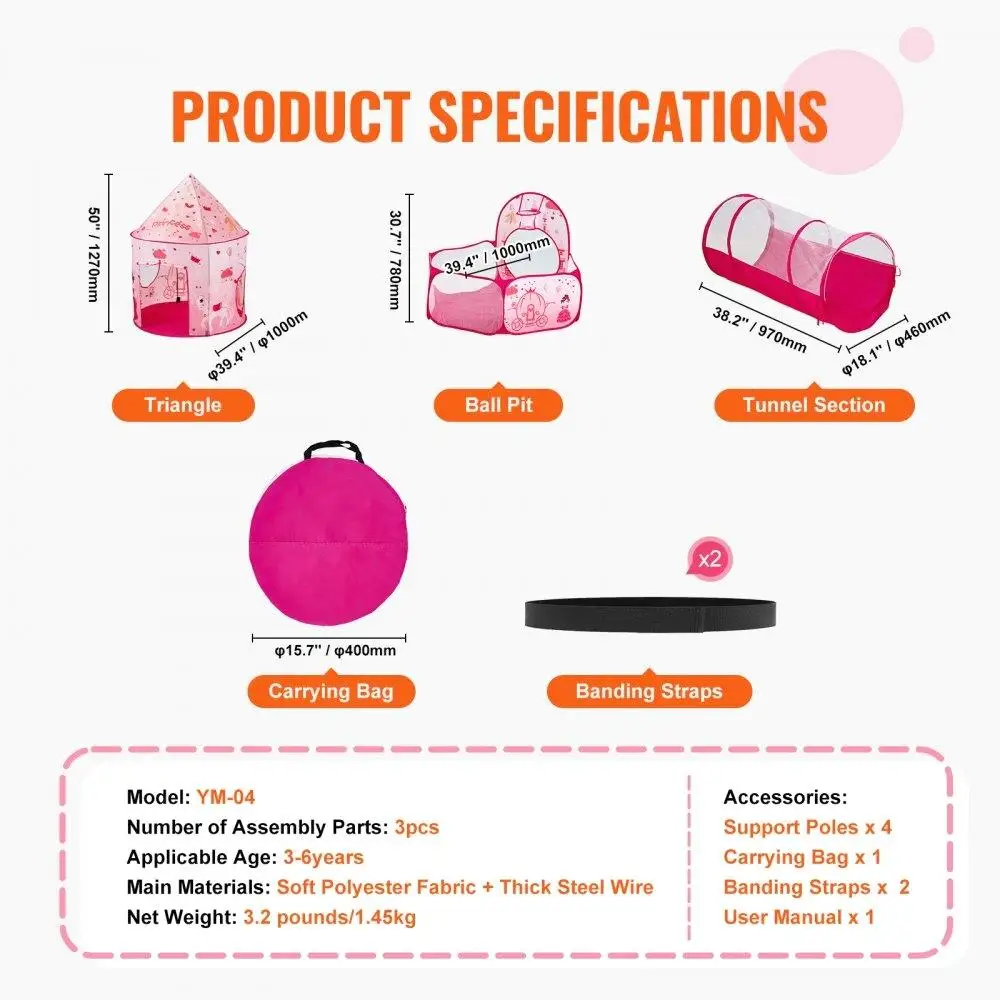 Barraca de brincar pop-up 3 em 1 com túnel para uso interno e externo de crianças e bebês