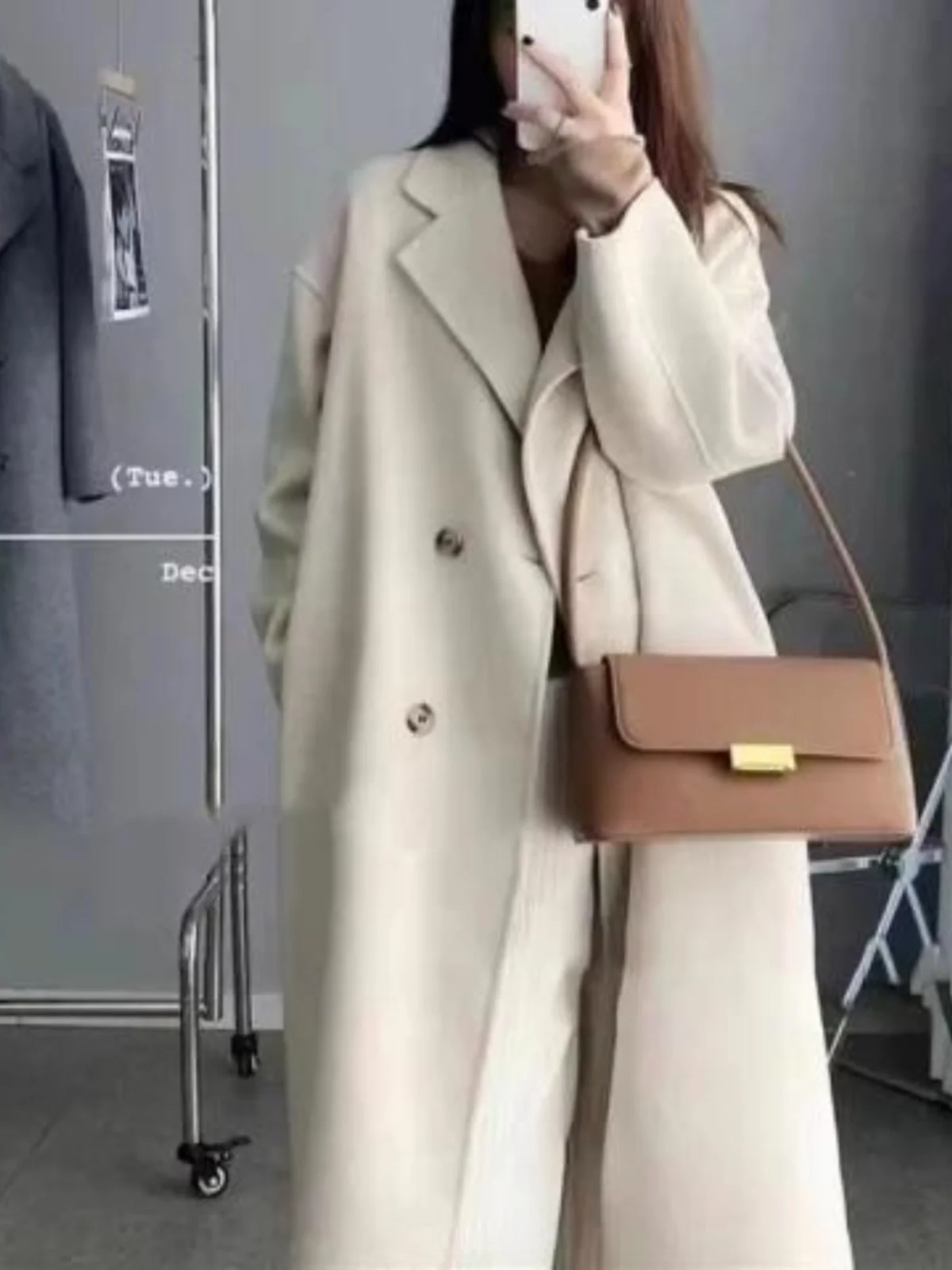 

2025 Autumn Winter New Sle Women's Long Over-Knee Slimming Loose Korean Sle Woolen Coat Thiened Long Sve Suit Collar