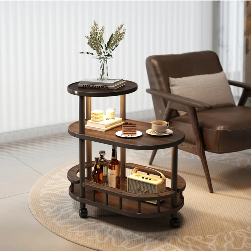 

Многофункциональная передвижная тумба-этажерка в стиле середины века для гостиной, винтажный приставной столик-органайзер, журнальный столик с полками