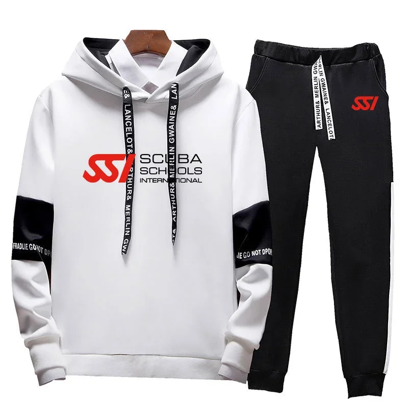 Scuba Diving Dive SSI 2024 New Spring and Autumn Men's Sets Printing Lace Up Hoodie Sweatpants Leisure Comfortable Suit