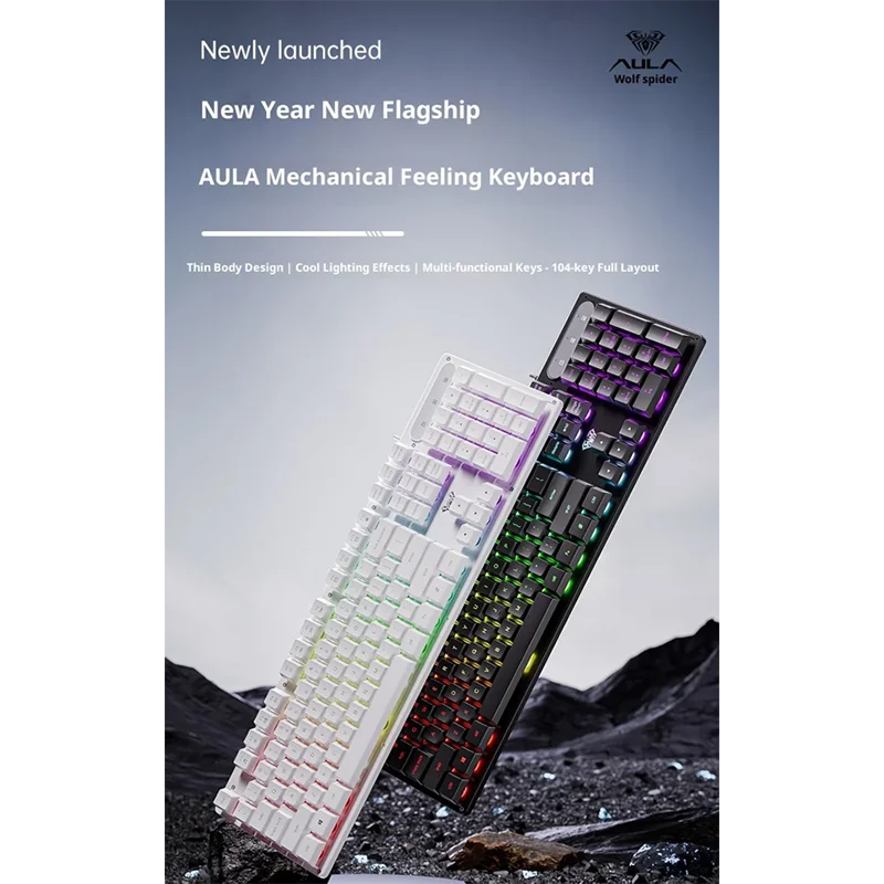 

Wolf Spider S3005 Wired Mechanical Keyboard for Office Desktop with Silent Touch Cool Light Effect Computer Peripherals