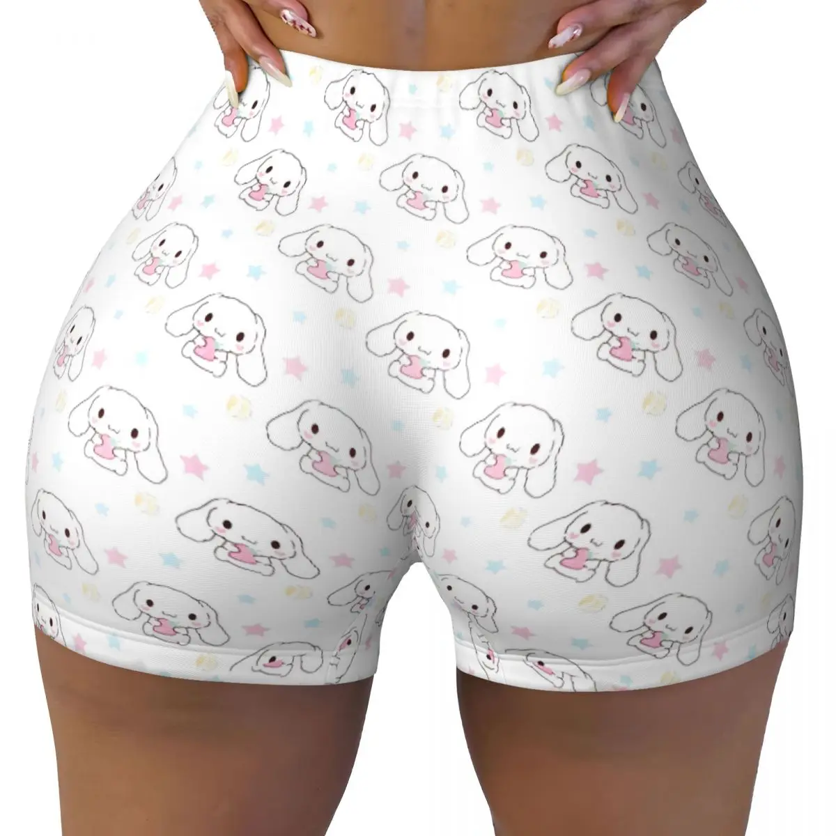 

Пользовательские шорты для тренировок с героями мультфильмов Cinnamoroll для женщин, шорты для бега в тренажерном зале, волейбола, йоги