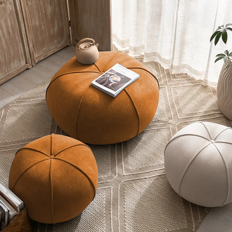 Small stool 2025 living room household solid wood pumpkin low  advanced sense lazy sedentary not tired strong creative
