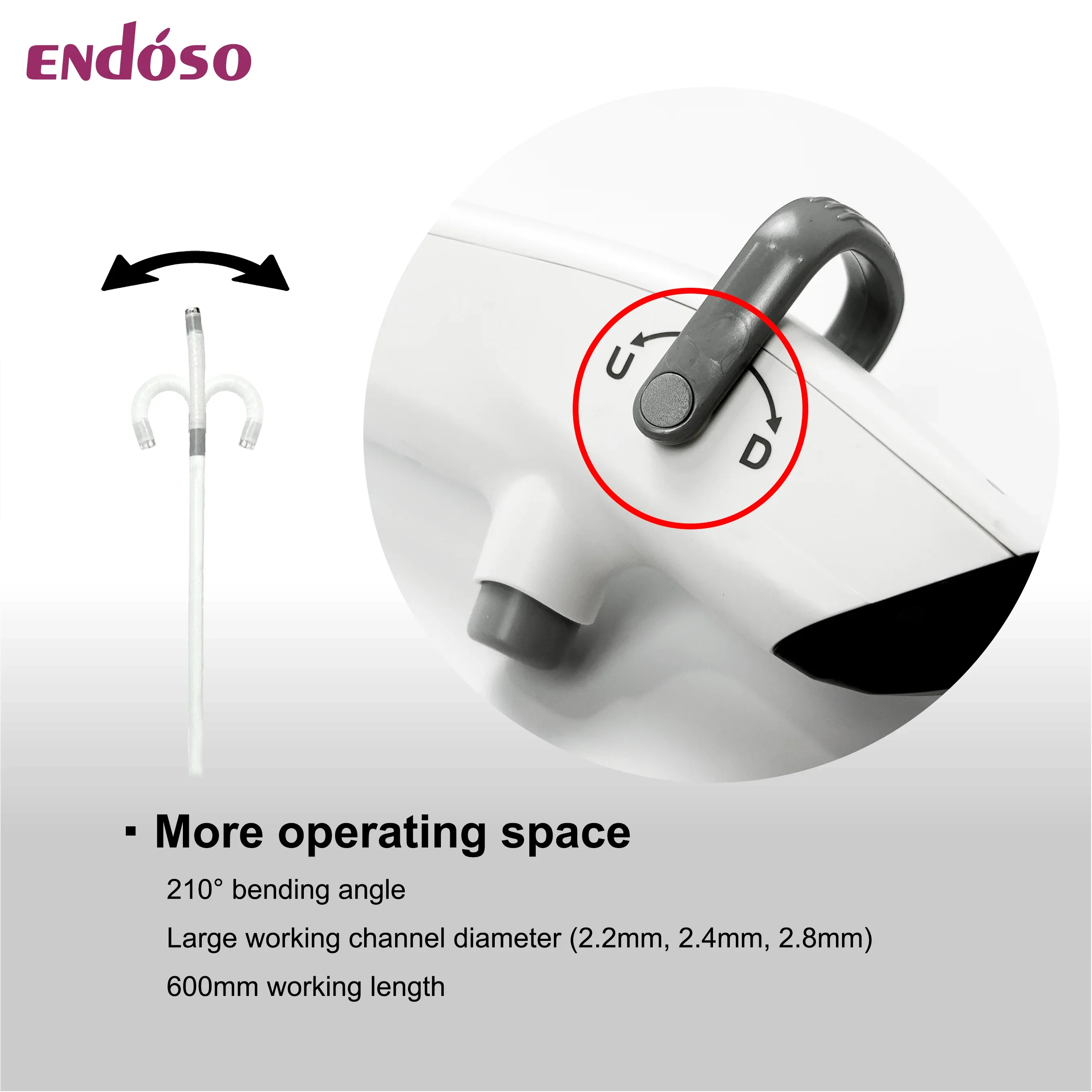 Endoso Hot Sale Handheld Flexible 2.8MM Working Channel Video Bronchoscope ENT Endoscope With Camera Fiber Optic