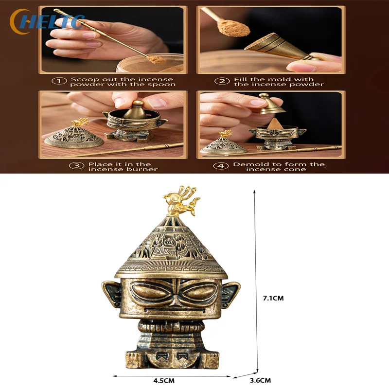 1PCS Sanxingdui Alloy Incense - Mini Vintage Holder For Meditation, Cones & Coils, Retro Home Decor Gift