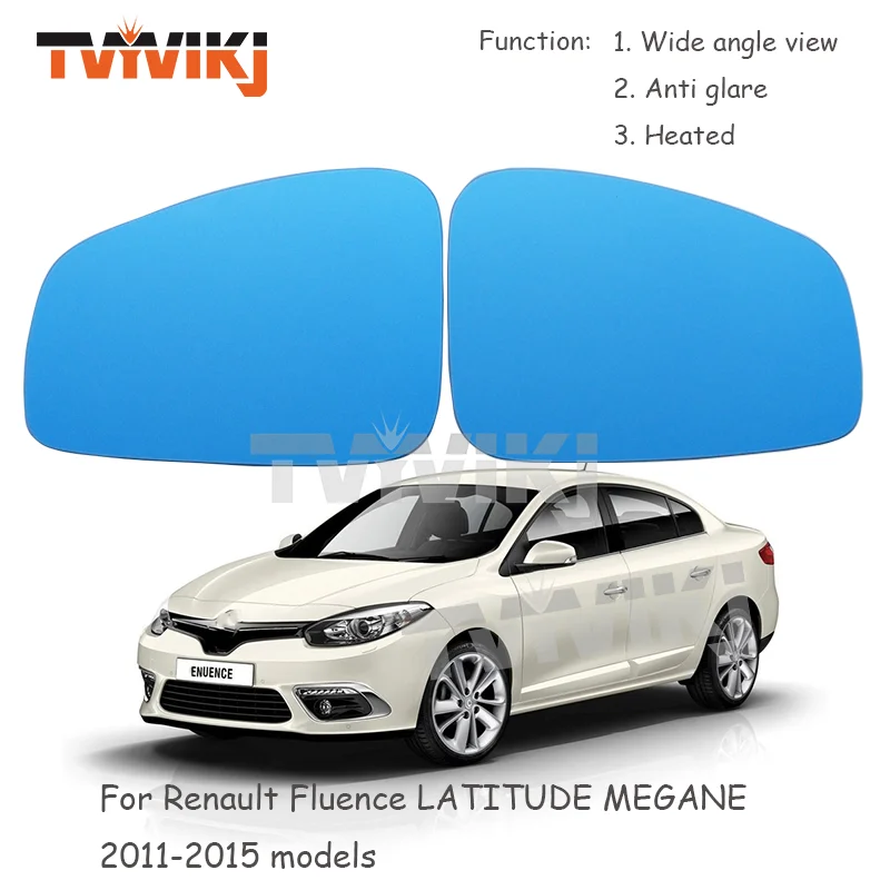 

1 пара боковых зеркал заднего вида синие стеклянные линзы для Renault Fluence LATITUDE MEGANE 2011-2015 широкоугольные антибликовые