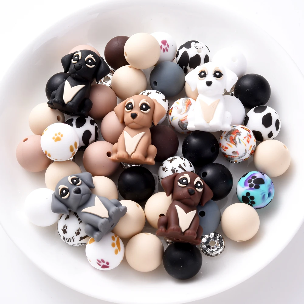 28Pcs Mixed Silicone Beads Animals Teether Beads Set For DIY Baby Pacifier Chains Necklaces Bracelets Jewelry