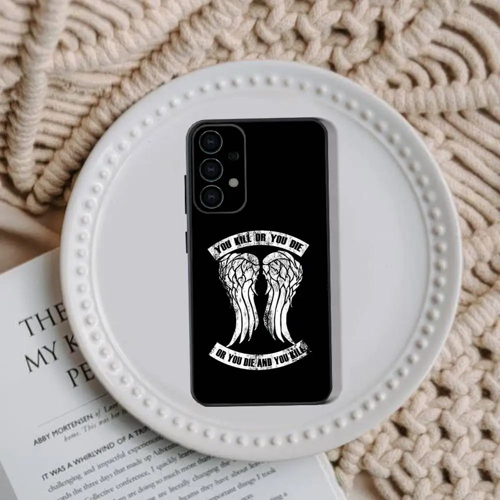 ดี-ดาริล ดิกสัน วิงส์ ซอมบี้สำหรับซัมซุงกาแล็คซี่ A73,31,32,72,41,53,52,71,22,5G,หมายเหตุ,J7,8,9 เคสโทรศัพท์สีดำนุ่ม