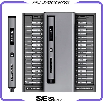 Conjunto de chave de fenda elétrica inteligente ARROWMAX, kit de chaves de fenda de precisão recarregáveis ajustáveis para reparo de telefone, torque SES Pro