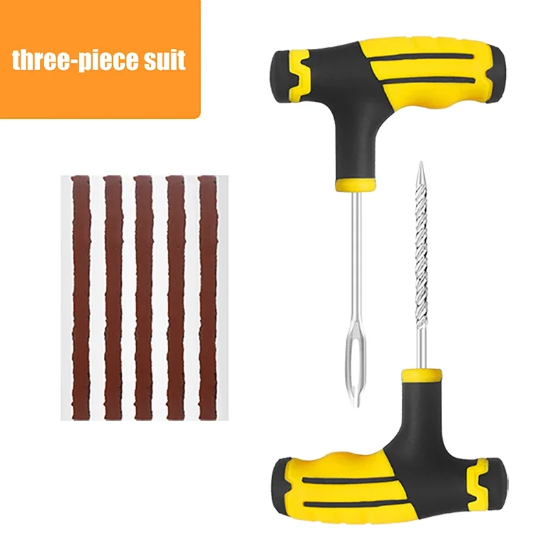 

Универсальный набор инструментов для ремонта шин для автомобилей и велосипедов, с инструментом для шиповки, заглушкой для прокола бескамерных шин и резиновой полосой