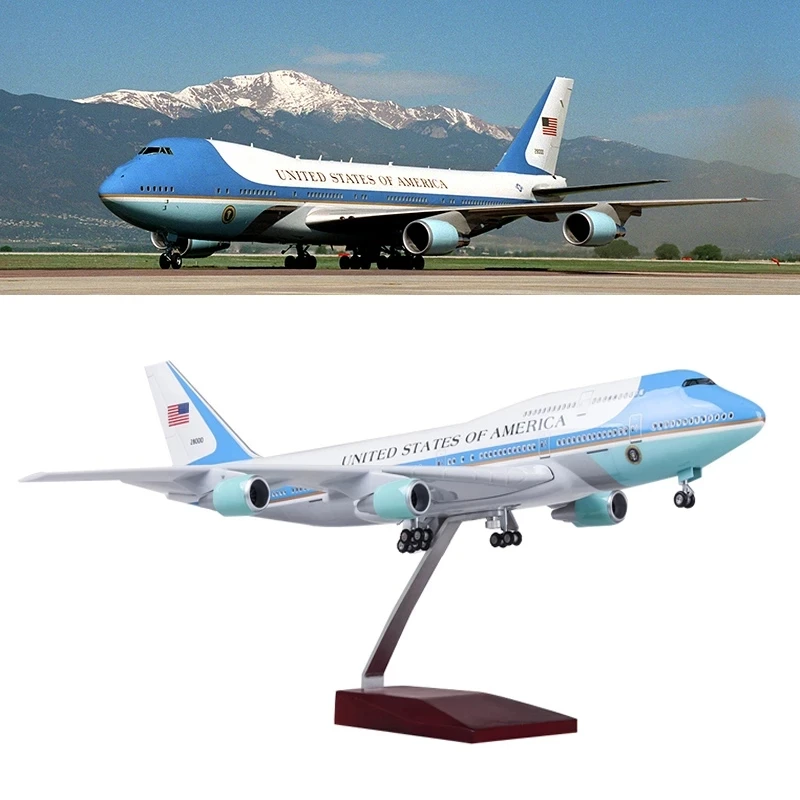 New 1/150 Scale 747 Air Force One Airlines Aircraft Model W Light & Wheel Diecast Airplanes For Collection Display Or Gifts