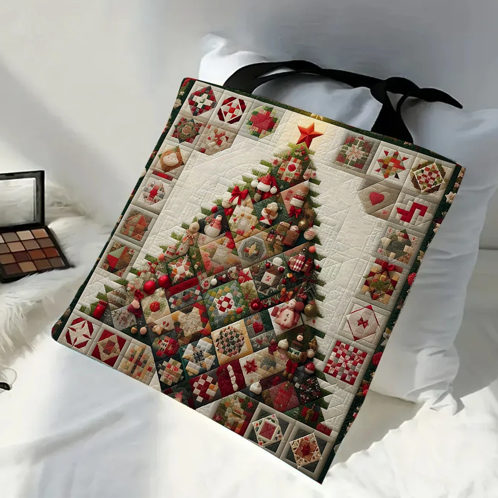 4 ชิ้นต้นคริสต์มาสความจุขนาดใหญ่ผ้าลินินกระเป๋าโท้ต