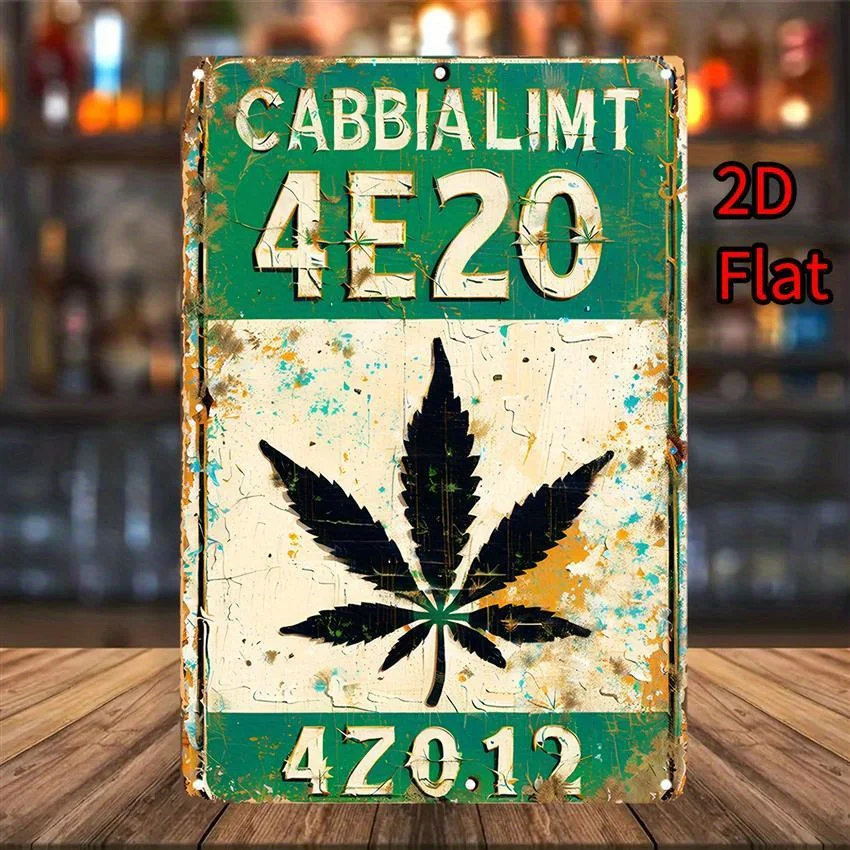 Vintage 420 Leaf Metal Wall Art Sign - Rustic Tinplate Plaque, , Weather-Resistant, Indoor/Outdoor Decor for Home, Office, Bar,
