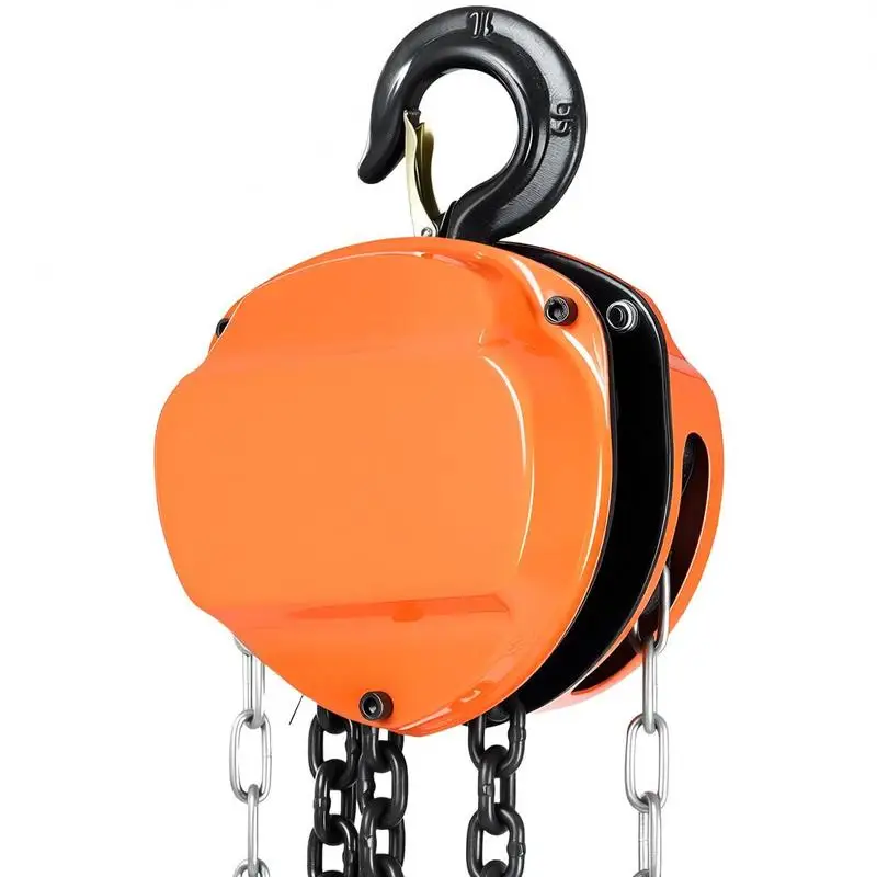Hand Chain Hoist, 1 Ton 2200 lbs Capacity, Manual Chain Block with Upgrade G80 Galvanized Chain, 10 ft Lifting Height, Heavy Duty Pulley Hoist for Garage Warehouse Automotive Machinery, Orange - view 3
