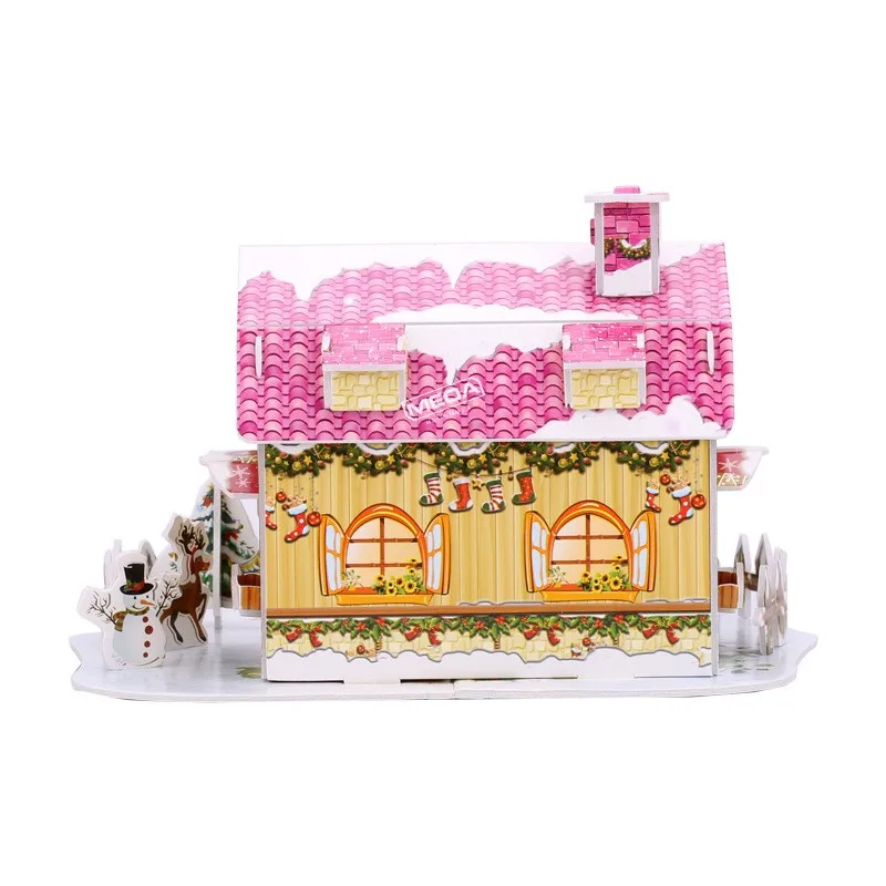 8 Style Christmas Castle Building 3D Puzzle Model X'max House Architecture Construction Jigsaw Puzzles Toys Kids Christmas Gift