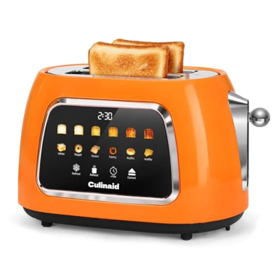 

2 Slice Smart Touch Screen Retro Extra Wide Slot Stainless Steel Digital Bread Toaster with Memory Function Bagel Defrost 6 Bro
