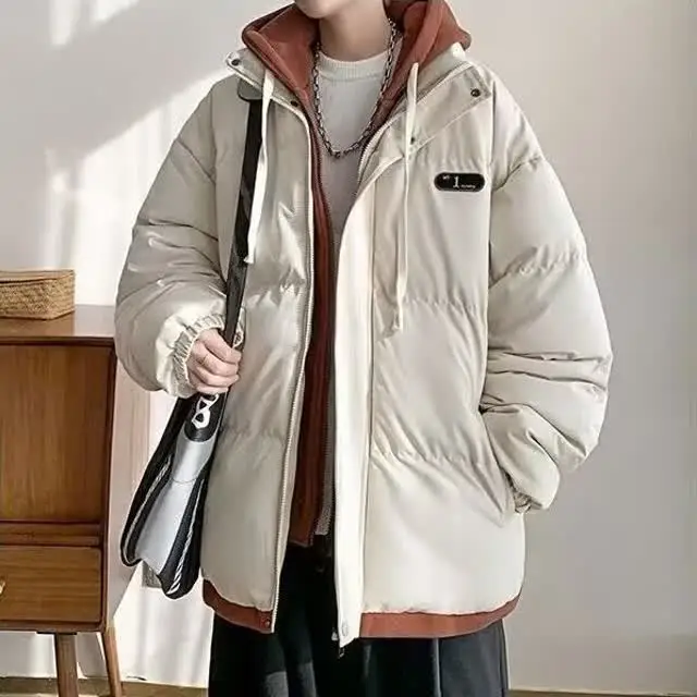 

Модная хлопковая куртка с капюшоном, мужская зимняя повседневная свободная теплая хлопковая верхняя одежда, модное хлопковое пальто с капюшоном