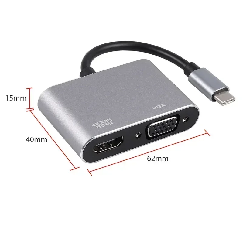 2in1 Type-C to HDMI-compatible 4K VGA USB C 3.0 Hub Adapter for MacBook Nintendo Samsung S9 Dex Huawei P20 Xioami 10 TV Dongle