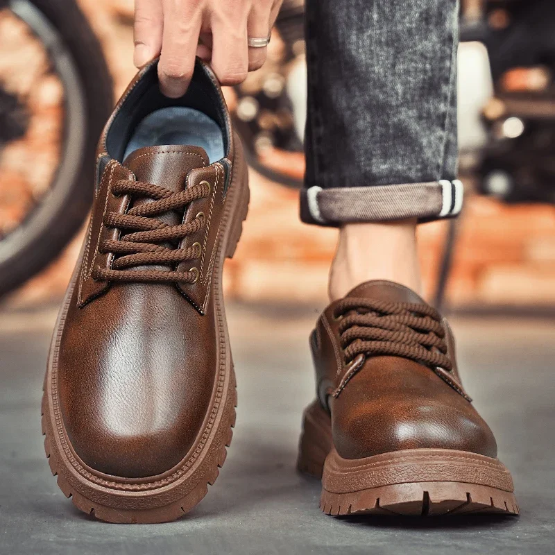 

Men's Handwork Comfort Outdoor Work Shoes Fashion Joker Youth Tide Shoes Business Party Leather Shoes Casual Shoes Four Seasons