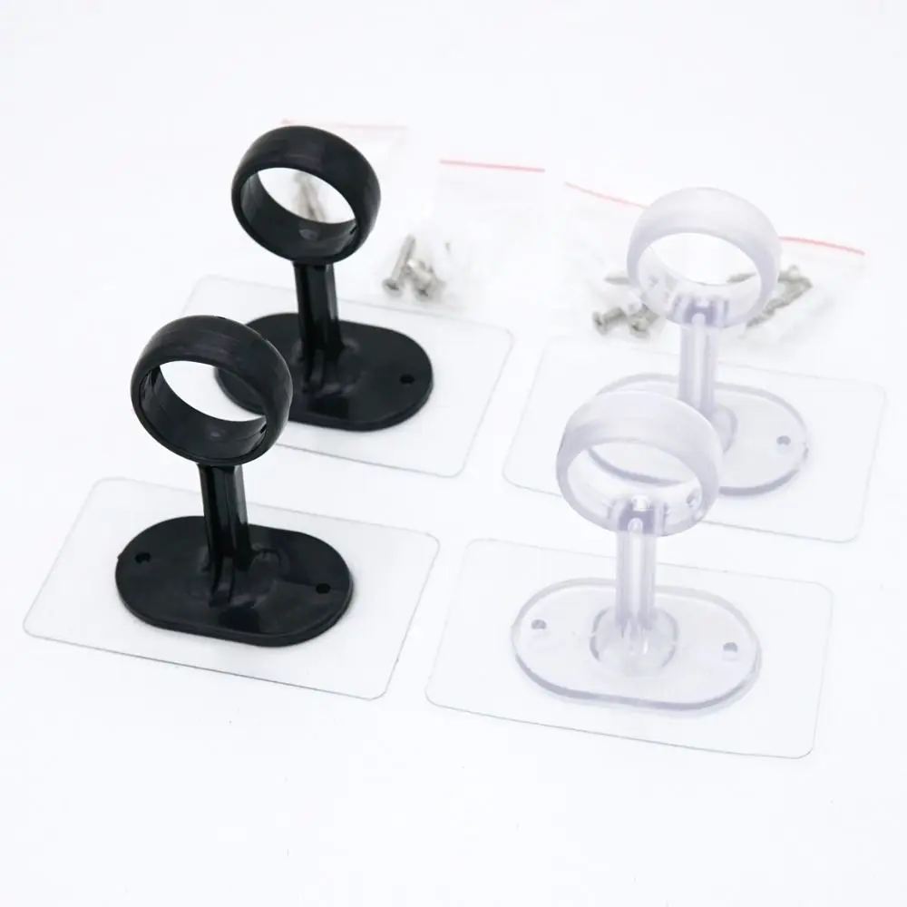 1/2pcs Self Adhesive Curtain Rod Brackets No Drilling Clear/Black Curtain Rod Holders Curtain Rod Hangers