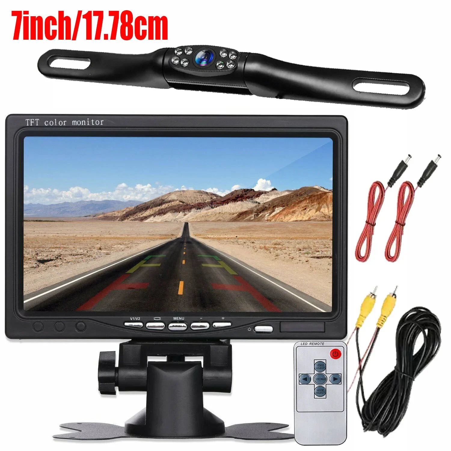 

QueenDer 7" Car TFT LCD Screen Monitor Rear View Reversing Backup Camera Kit for Truck/Bus/RV/Trailer/Tractor/camper