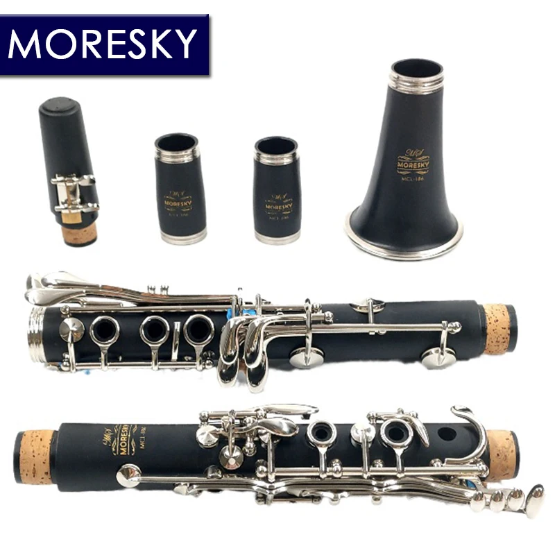 MORESKY Clarinet 17/18 Keys Bb Natural Hard Rubber/Bakelite ABS Pipe Body Material Clarinet  MCL-186