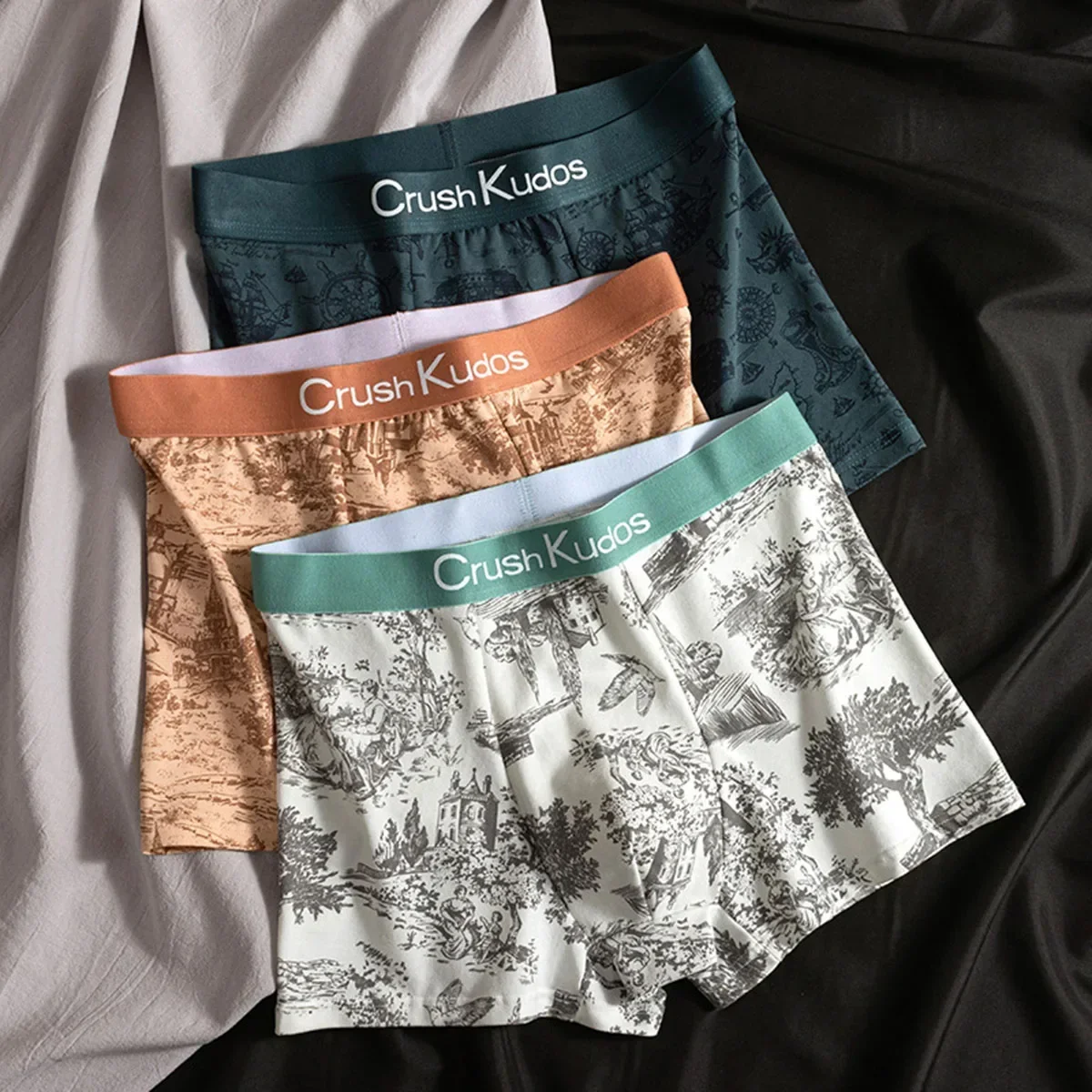 1Pcs Men's European And American Size Printed Fashionable Underwear Comfortable Plus Size Boxer Shorts Casual Sports Shorts view 3