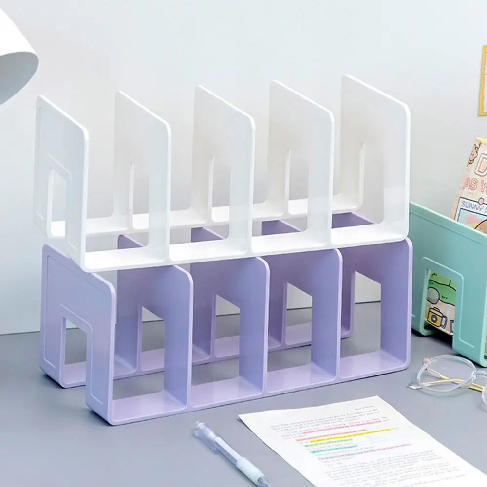 Desktop Transparent Book Stand Plastic Morandi Color Book Organizer Acrylic Thickened Bookshelf Student