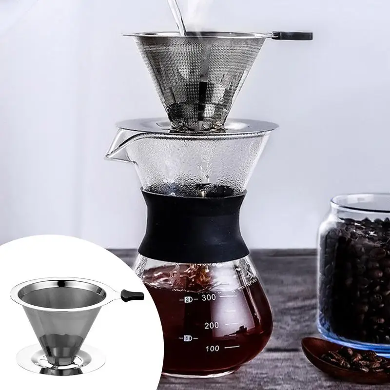 Coffee Filter Stainless Steel Paperless Mesh Cone Coffee Filter Drip Filter Manual Coffee Pot Kitchen Tools for Kitchen Cafe