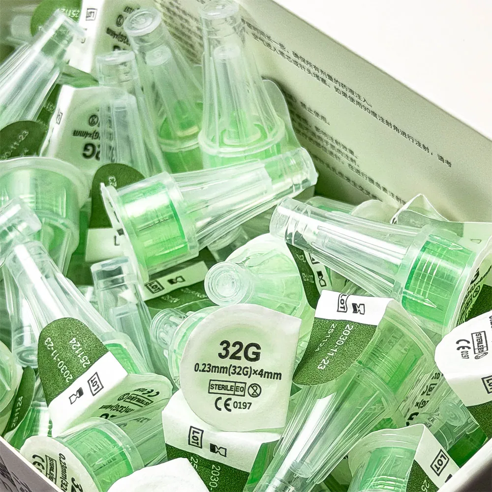 100Pcs/Box Sterile Insulin Pen Needles 32G 4mm Individual Packed Universal Fit for All Insulin Pens